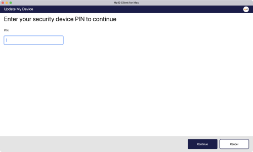 Update My Device screen